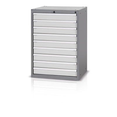 Tool cabinet with 9 drawers mm. 717Lx600Dx1000H. Dark grey-light grey.