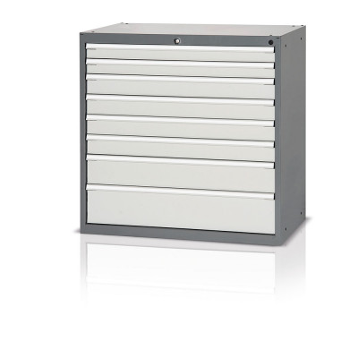 Tool cabinet with 8 drawers mm. 1023Lx600Dx1000H. Dark grey-light grey.
