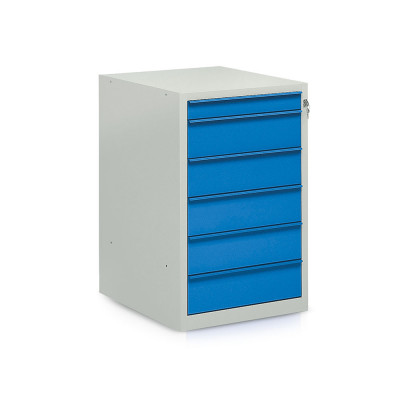 Drawer unit for bench with 6 drawers mm. 550Lx665Dx860H. Grey/blue.