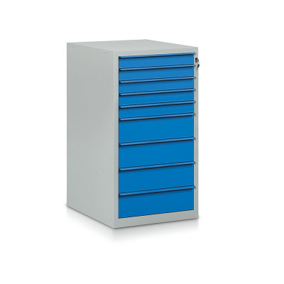 Tool cabinet with 9 drawers mm. 550Lx665Dx1000H. Grey/blue.