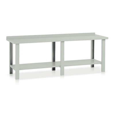 Bench with top in sheet metal mm. 2500Lx750Dx885H. Grey.