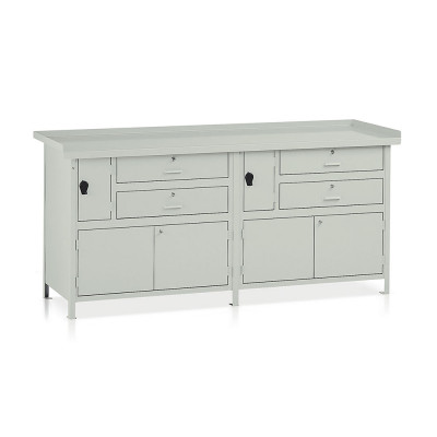 Workbench with 4 drawers mm. 2000Lx670Dx900H. Grey.
