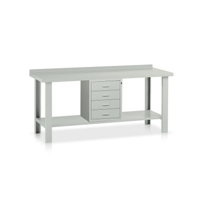 Workbench with top in sheet metal 1 chest of drawers mm. 2000Lx750Dx885H. Grey.