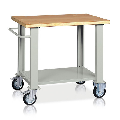 Bench with wooden top, 4 wheels mm. 1000Lx750Dx900H. Grey.