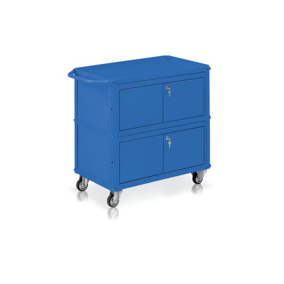 Trolley, 3 trays, 2 chests mm. 910Lx450Dx810H. Blue.
