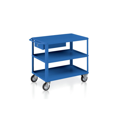 Trolley 3 trays, 1 box mm. 1040Lx600Dx865H. Blue.