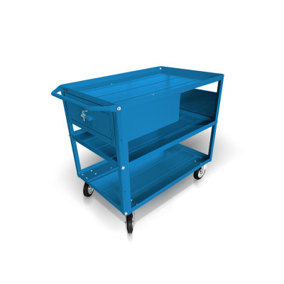 Trolley 3 trays, 1 drawer BL362- mm. 1040Lx600Dx865H. Blue.
