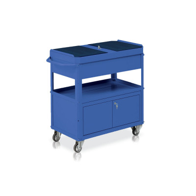 Trolley 2 trays, tool cabinet, 1 chest mm. 920Lx478Dx875H. Blue.
