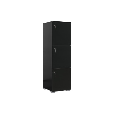 Locker Cabinet with 3 compartments in black melamine. Sizes: mm. 450Lx460Dx1490H.
