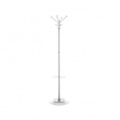 Coat stand 4 + 4 points. Column in glossy white painted steel pipe.