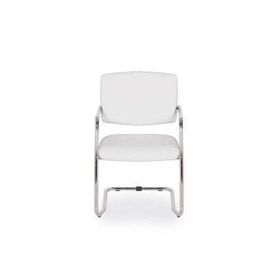 Fixed cantilever chair padded and upholstered in white eco-leather