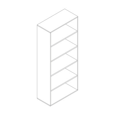 Open melamine bookcase. white. Sizes: 900Lx430Dx2100H mm.