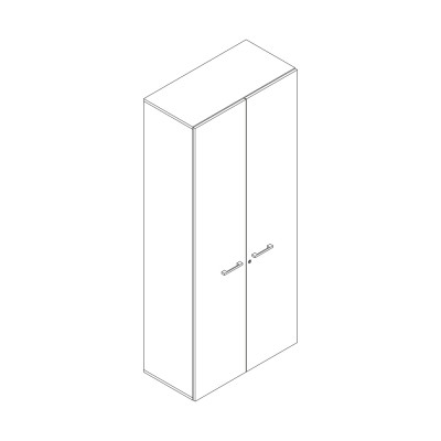 Melamine bookcase with white hinged doors. Sizes: 900Lx450Dx2100H mm.