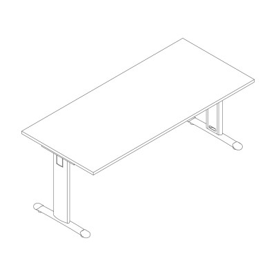 Melamine desk with standard T legs. Sizes: 800Lx800Dx720H mm.