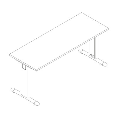 Service table in melamine with standard T legs. Sizes: 1000Lx600Dx745H mm.