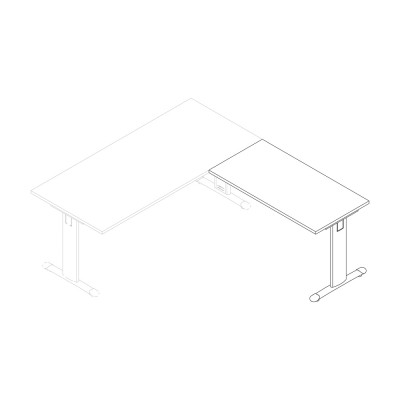 Extension in melamine for desk with standard channelled T legs. Sizes: 800Lx600Dx745H mm.