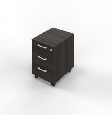 Chest of drawers in melamine on wheels with 3 drawers, eucalyptus colour. Sizes: 415Lx550Dx600H mm.