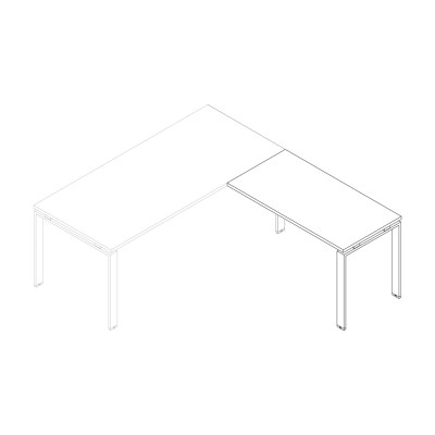 Melamine extension for desk with U legs. White top. Sizes: 1000Lx600Dx720H mm.