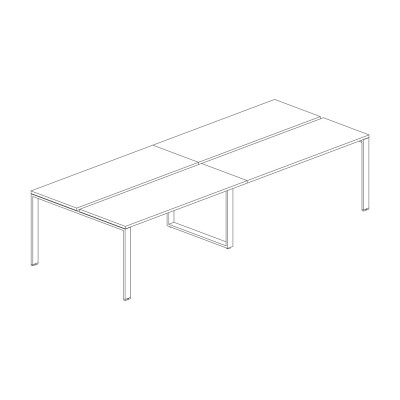 Rectangular meeting table U legs with opposing tops. Sizes: mm 2800Lx1240Dx745H.