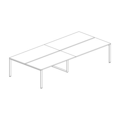 Rectangular meeting table U legs with opposing tops. Sizes: mm 3200x1640x745h.