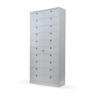 Metal folder-holder with 20 boxes with single locking. Sizes: 900Lx365Dx2000H mm.