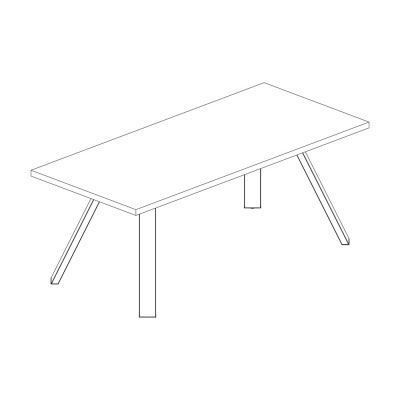 Desk with K legs. Eucalyptus/black Sizes: mm 1800Lx900Dx760H.