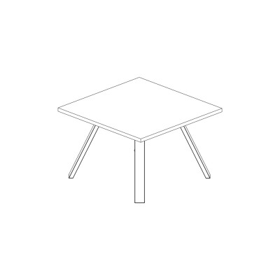 Square meeting table with K legs. Eucalyptus/black. Sizes: mm 1180Lx1200Dx760H.