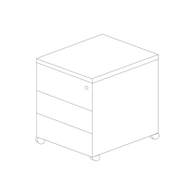 Chest of drawers in metal on wheels with 3 drawers, colour white. Sizes: 425Lx530Dx580H mm.