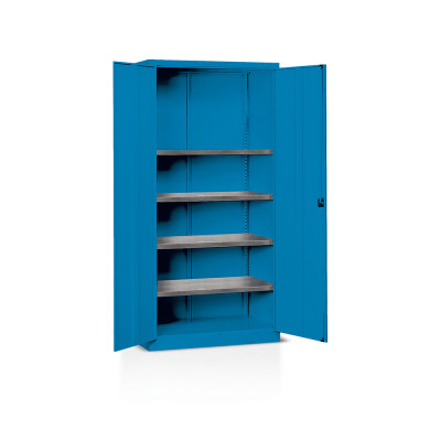 Hinged doors cabinet and 4 shelves mm. 1000Lx500Dx2000H. Blue.