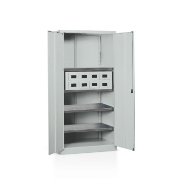 Wardrobe with hinged doors and 1 drawer unit mm. 1000Lx600Dx2000H Grey.