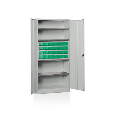 Cabinet with hinged doors 4 floors and 1 drawer unit with 24 drawers mm. 1000Lx400Dx2000H Grey.