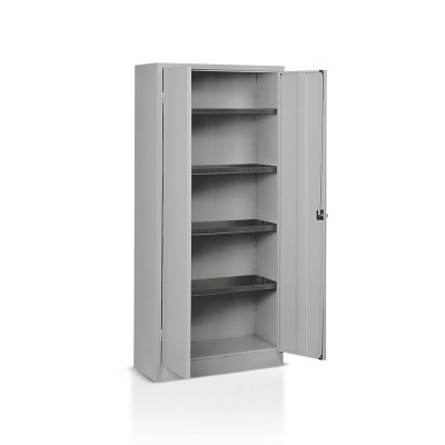 Hinged doors cabinet and 4 shelves mm. 800Lx400Dx1800H Grey.