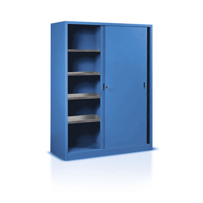 Sliding doors cabinet with 4+4 shelves  mm. 1500Lx600Dx2000H. Blue RAL 5015.
