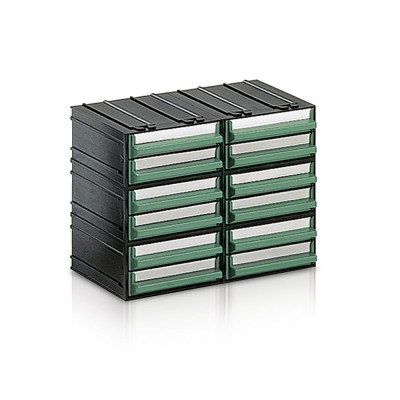 Drawer unit with 12 drawers green mm. 225Lx133Dx169H.