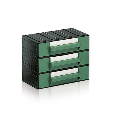 Drawer unit with 3 drawers green mm. 225Lx133Dx169H.