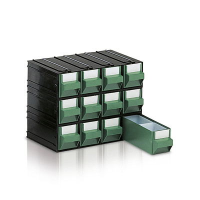 Drawer unit with 12 drawers green and 24 trays mm. 225Lx133Dx169H.