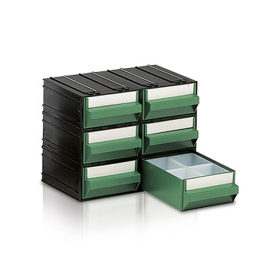 Drawer unit with 6 drawers green and 24 trays mm. 225Lx133Dx169H.