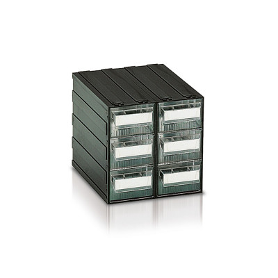 Drawer unit with 6 clear drawers and 12 dividers mm. 225Lx263Dx228H.