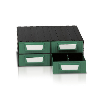 Drawer unit with 4 drawers green and 4 trays mm. 562Lx390Dx228H.
