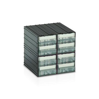 Drawer unit with 8 clear drawers and 8 dividers mm. 225Lx225Dx225H.
