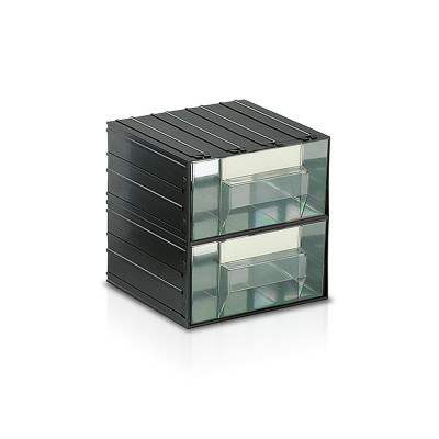 Drawer unit with 2 drawers clear mm. 225Lx225Dx225H.