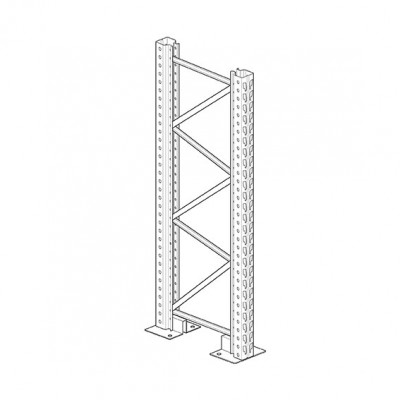 Pallet rack side 110 in steel sheet metal series 85-110. Sizes: mm 3900Hx800L.