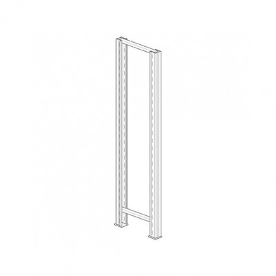 Hook shelving side painted grey. Sizes: mm 1000Hx300L.