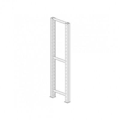 Hook shelving side painted grey. Sizes: mm 2000Hx400L.