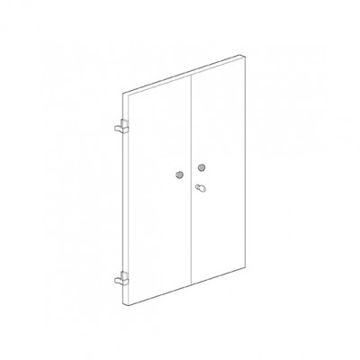 Attachable door for hook shelves. Painted grey. Sizes: mm. 990Lx20Dx990H.