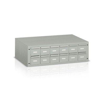 Chest of drawers with 12 drawers mm. 1000Lx500Dx300H. Grey.