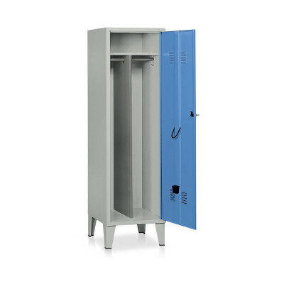 Locker with 1 compartment with partition mm. 515Lx500Dx1800H. Grey-blue.