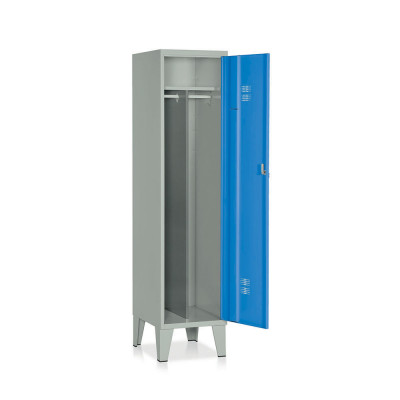 Locker with 1 compartment with partition mm. 415Lx500Dx1800H. Grey blue.