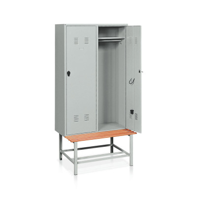 2-compartment locker cabinet and bench mm. 1000Lx820Dx2065H.
