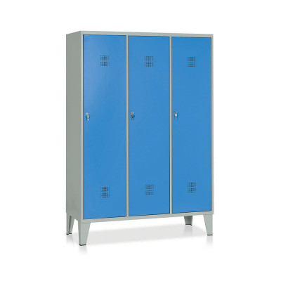 Locker 3 compartments with partition and shoe rack mm. 1200Lx500Dx1800H. Grey/blue.